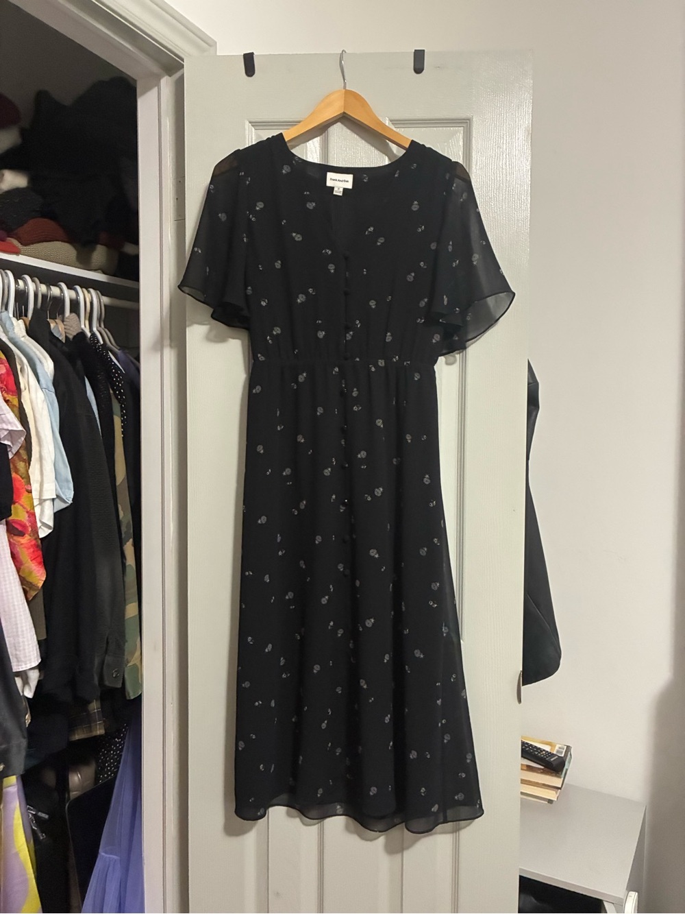 Black Floral Midi Dress by OAK & FORT